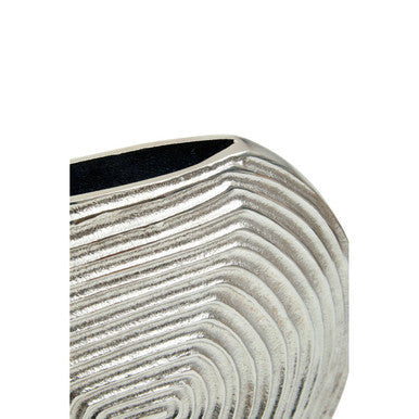 Orsina Dax Silver Small Vase – Handcrafted Round Aluminium Tabletop Decor