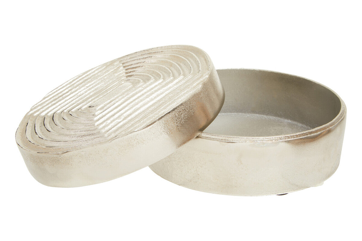 Orsina Dax Large Silver Box – Handcrafted Nickel Lidded Container