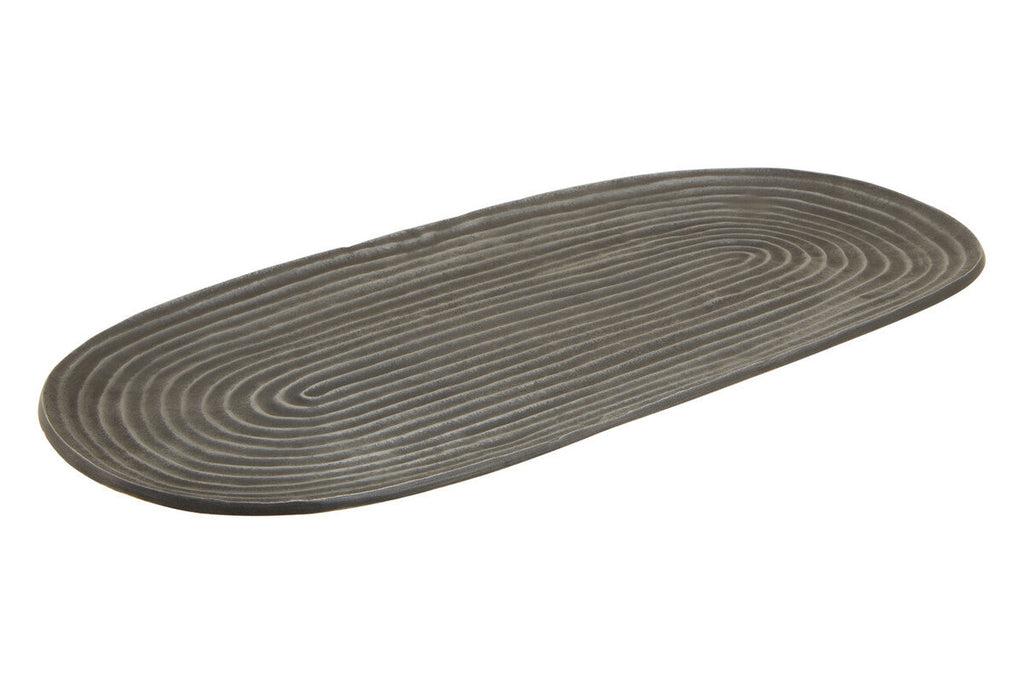 Orsina Dax Small Grey Oval Dish – Aluminium Decorative Catchall Tray