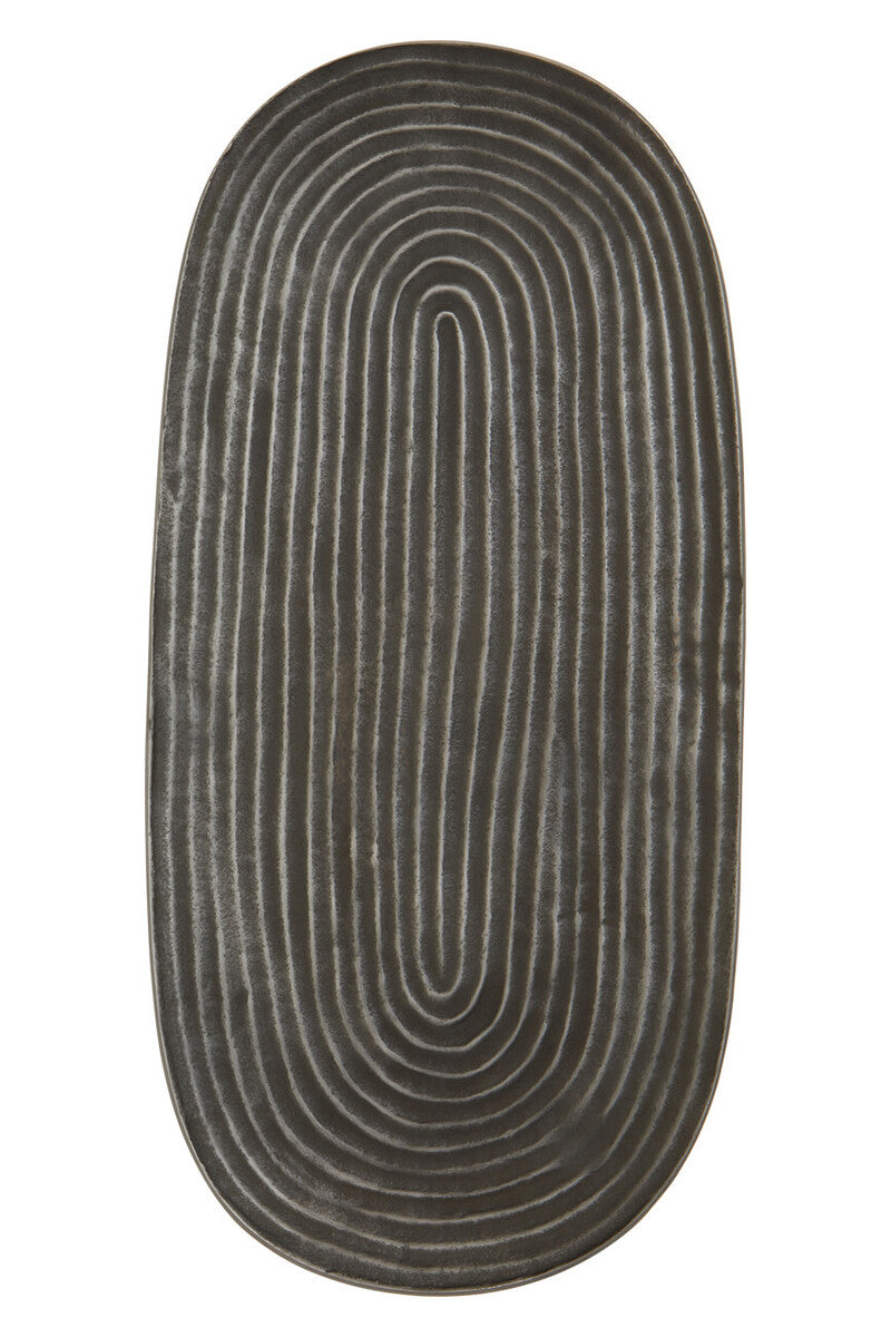 Orsina Dax Small Grey Oval Dish – Aluminium Decorative Catchall Tray