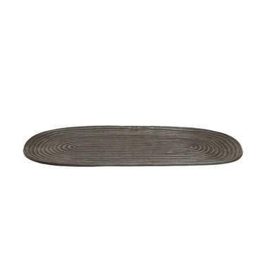 Orsina Dax Small Grey Oval Dish – Aluminium Decorative Catchall Tray