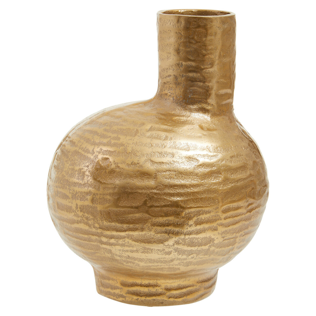 Orsina Deomali Small Abstract Gold Finish Vase – Textured Metal Decor