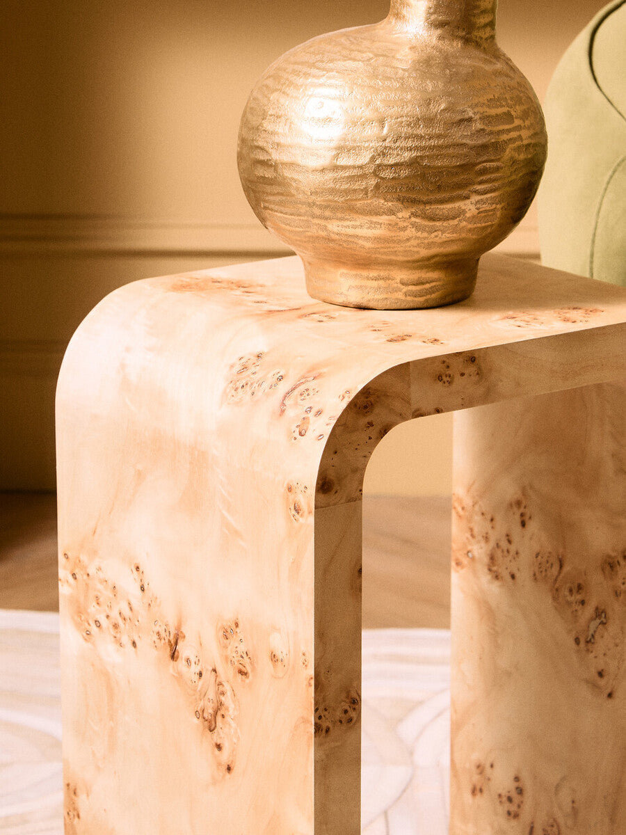 Orsina Deomali Small Abstract Gold Finish Vase – Textured Metal Decor
