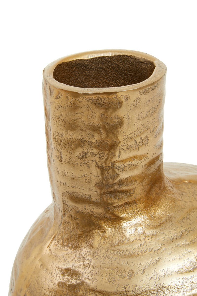 Orsina Deomali Small Abstract Gold Finish Vase – Textured Metal Decor