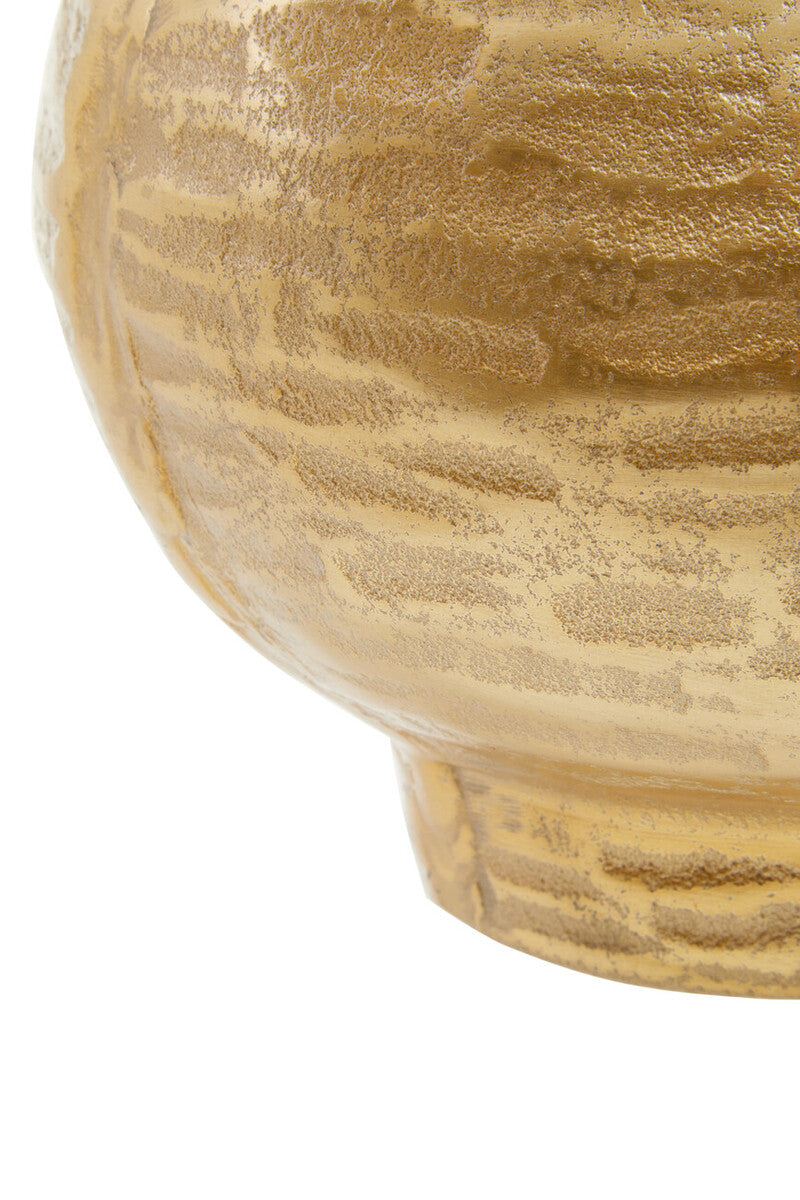 Orsina Deomali Small Abstract Gold Finish Vase – Textured Metal Decor