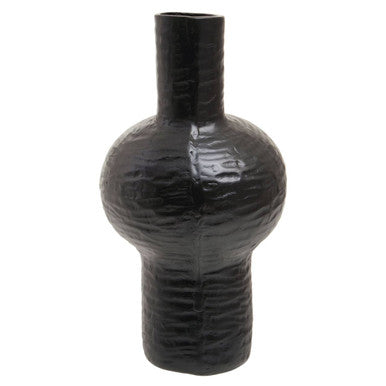 Orsina Deomali Large Abstract Black Textured Vase – Sculptural Decor