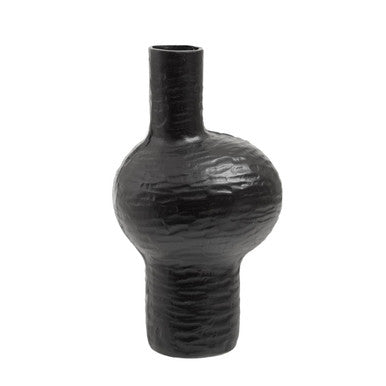 Orsina Deomali Large Abstract Black Textured Vase – Sculptural Decor