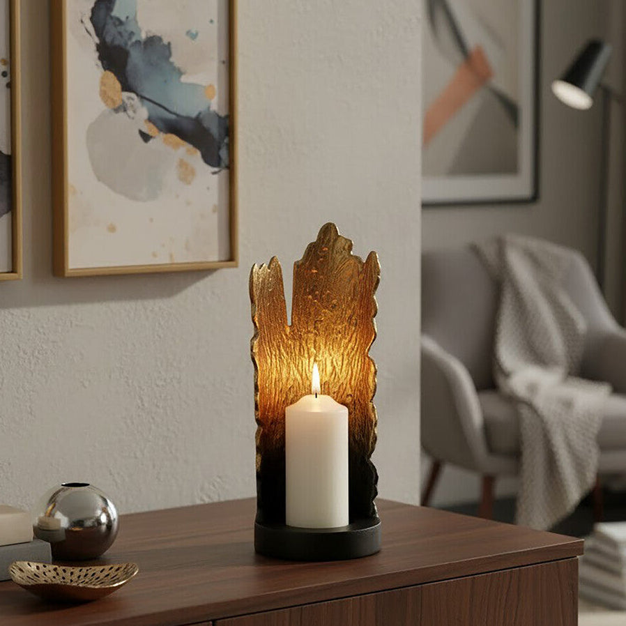 Orsina Deomali Small Ombre Black and Gold Aluminium Candle Holder