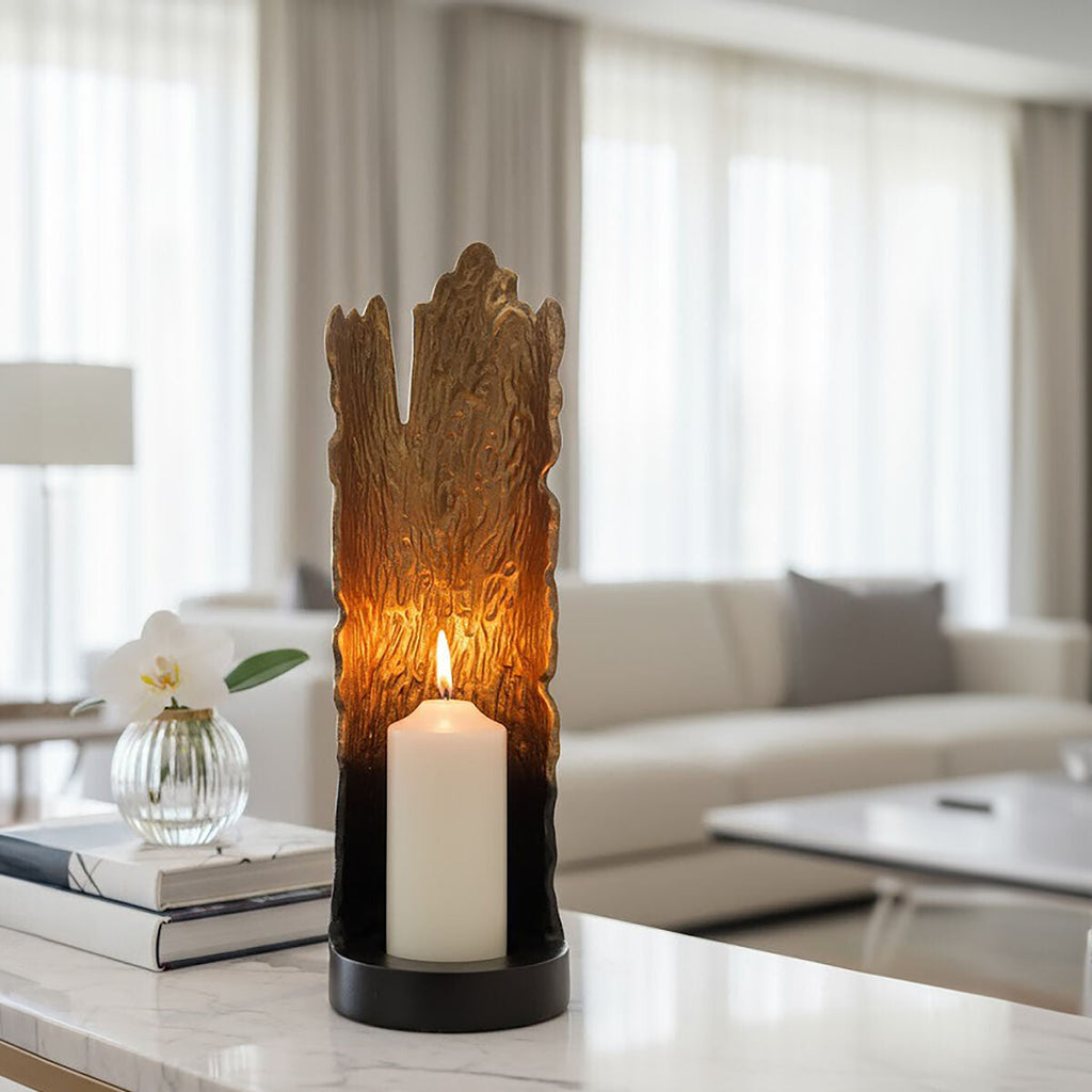 Orsina Deomali Large Ombre Candle Holder – Black and Gold Finish