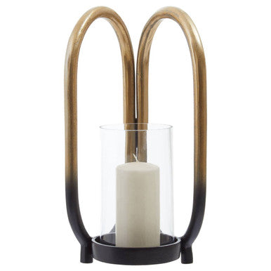 Orsina Deomali Small Candle Holder – Ombre Black and Gold Aluminium