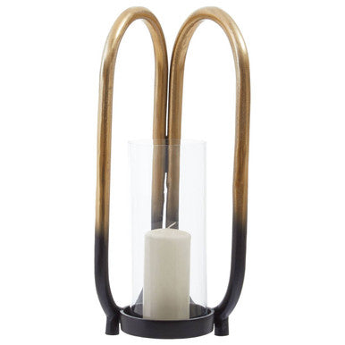 Orsina Deomali Large Ombre Black and Gold Aluminium Candle Holder