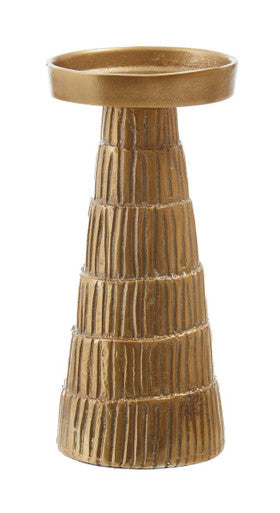 Orsina Deomali Gold Candle Holder – Hand-Etched Aluminum Decor, Small