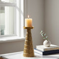 Orsina Deomali Large Gold Etched Metal Candle Holder Centerpiece