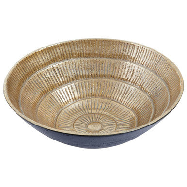 Orsina Deomali Small Decorative Bowl – Black and Gold Etched Aluminium
