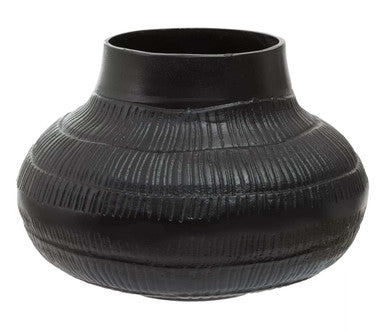Orsina Deomali Small Black Etched Vase – Modern Sculptural Decor
