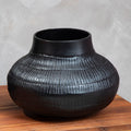 Orsina Deomali Small Black Etched Vase – Modern Sculptural Decor