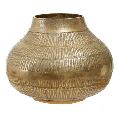 Orsina Deomali Large Gold Etched Aluminium Vase – Handcrafted Decor
