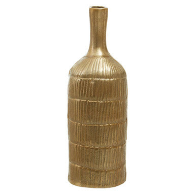 Orsina Deomali Small Gold Finish Etched Metal Bottle Vase