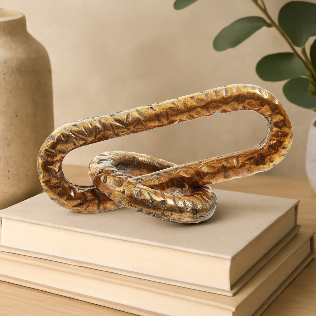 Orsina Prato Hammered Gold Chain Sculpture – Modern Aluminum Decor