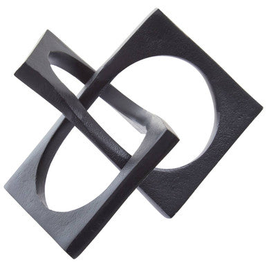Orsina Prato Square Knot Sculpture – Matte Black Aluminium Decor