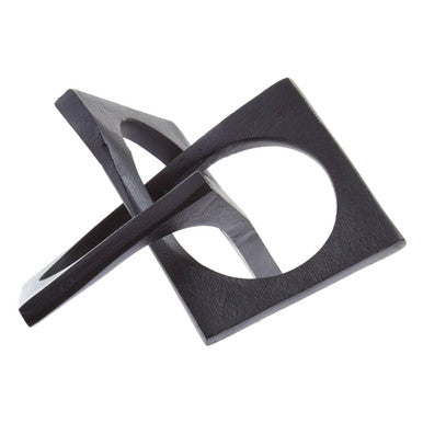 Orsina Prato Square Knot Sculpture – Matte Black Aluminium Decor