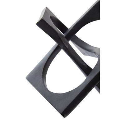 Orsina Prato Square Knot Sculpture – Matte Black Aluminium Decor