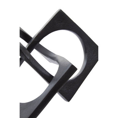 Orsina Prato Square Knot Sculpture – Matte Black Aluminium Decor