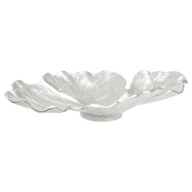 Orsina Hampstead Small Leaf Dish – Polished Silver Aluminium Tray