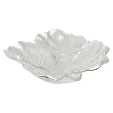 Orsina Hampstead Small Leaf Dish – Polished Silver Aluminium Tray