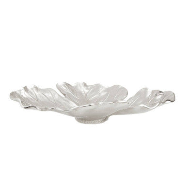 Orsina Hampstead Small Leaf Dish – Polished Silver Aluminium Tray