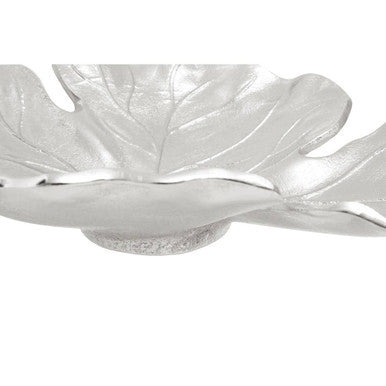 Orsina Hampstead Small Leaf Dish – Polished Silver Aluminium Tray