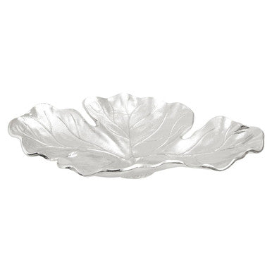 Orsina Hampstead Large Leaf Dish – Silver Aluminium Decorative Bowl