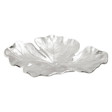 Orsina Hampstead Large Leaf Dish – Silver Aluminium Decorative Bowl