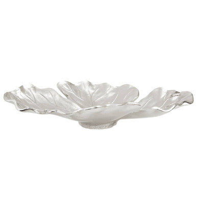 Orsina Hampstead Large Leaf Dish – Silver Aluminium Decorative Bowl