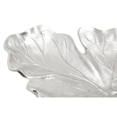 Orsina Hampstead Large Leaf Dish – Silver Aluminium Decorative Bowl