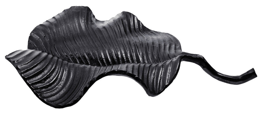 Orsina Prato Black Leaf Dish – Handcrafted Aluminium Home Decor