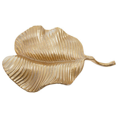 Orsina Prato Gold Aluminium Leaf Dish – Decorative Metal Jewelry Tray