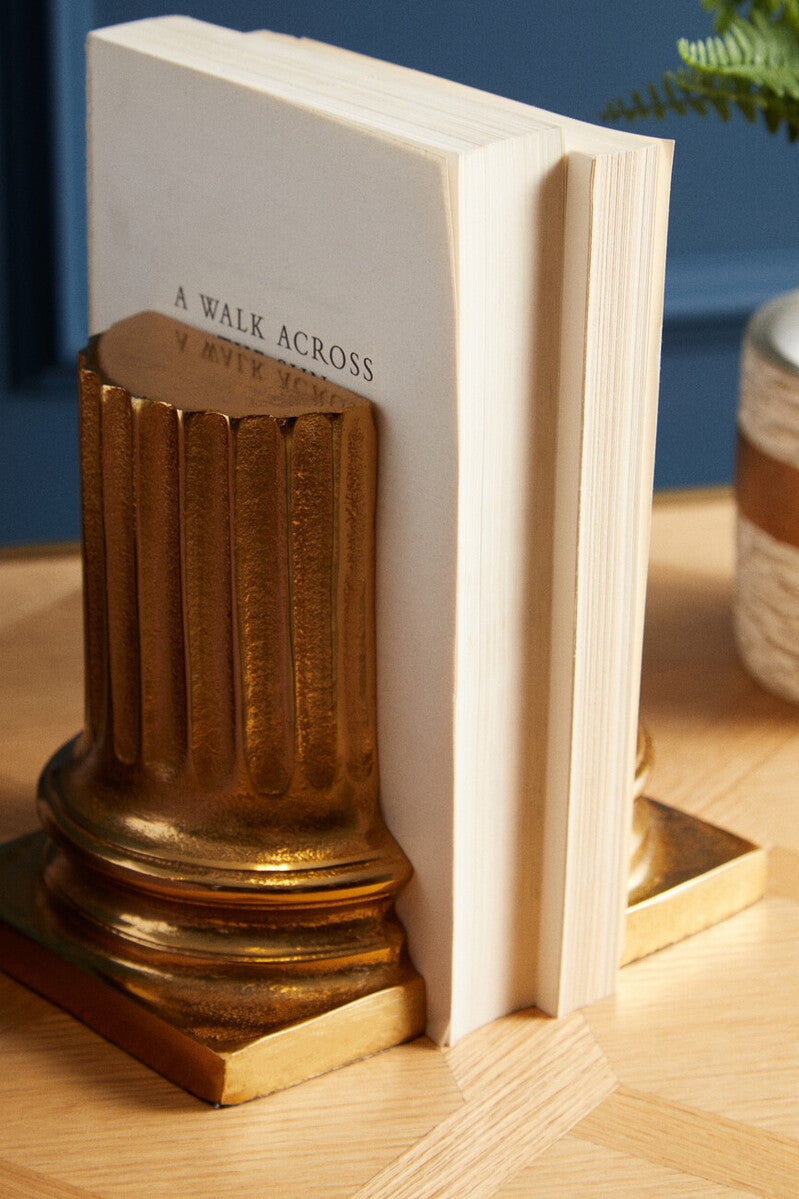 Orsina Kensington Townhouse Gold Pillar Bookends - Set of 2