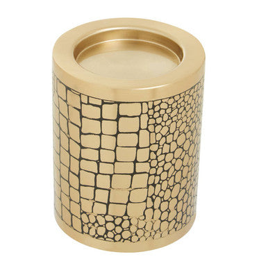 Orsina Meko Small Crocodile Pattern Candle Holder | Antique Gold Finish