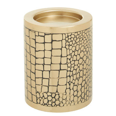 Orsina Meko Small Crocodile Pattern Candle Holder | Antique Gold Finish