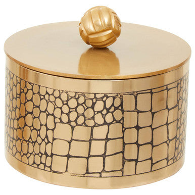 Orsina Meko Large Croc Pattern Trinket Box | Antique Gold Storage