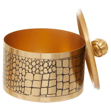 Orsina Meko Large Croc Pattern Trinket Box | Antique Gold Storage