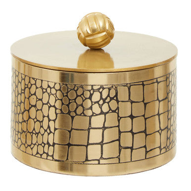 Orsina Meko Large Croc Pattern Trinket Box | Antique Gold Storage