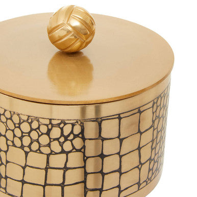 Orsina Meko Large Croc Pattern Trinket Box | Antique Gold Storage