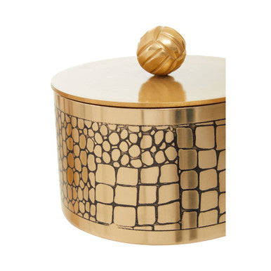 Orsina Meko Large Croc Pattern Trinket Box | Antique Gold Storage