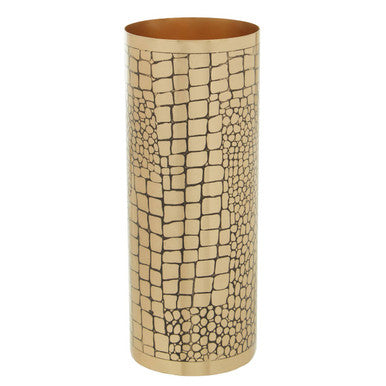 Orsina Meko Large Antique Gold Croc Pattern Vase | Textured Decor