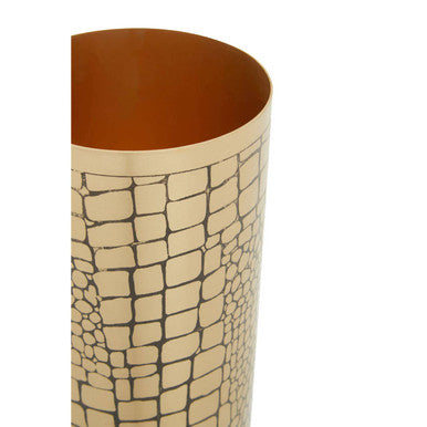 Orsina Meko Large Antique Gold Croc Pattern Vase | Textured Decor