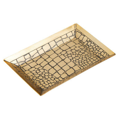 Orsina Meko Croc Pattern Trinket Dish – Antique Gold Jewelry Tray