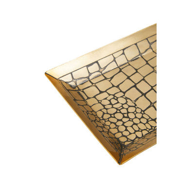 Orsina Meko Croc Pattern Trinket Dish – Antique Gold Jewelry Tray