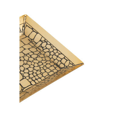 Orsina Meko Croc Pattern Trinket Dish – Antique Gold Jewelry Tray